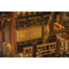 Japanese Onsen Miniature House Kit, Birch Wood Hot Spring Town, Ambient Lighting Book Nook