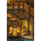 Japanese Onsen Miniature House Kit, Birch Wood Hot Spring Town, Ambient Lighting Book Nook