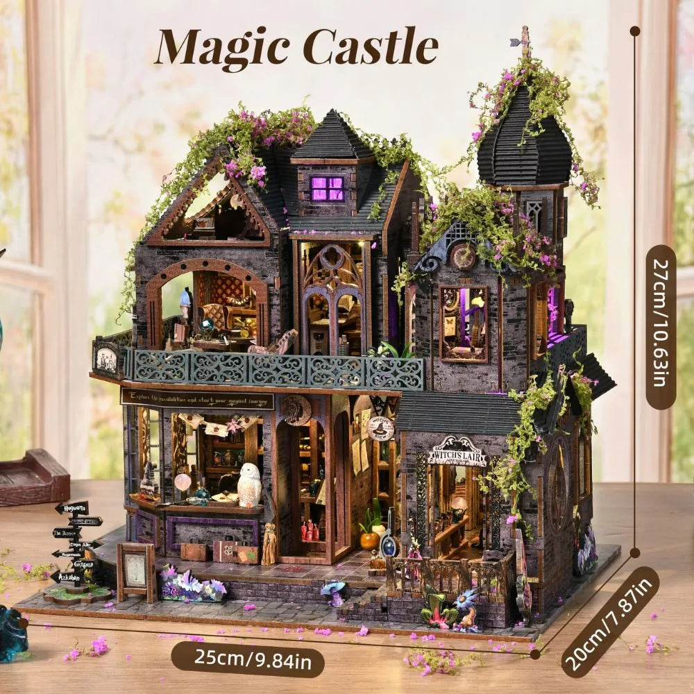 Magic Castle Witch's Lair Miniature House Kit, Gothic Apothecary 3D Wood Puzzle