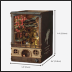 JiuFen Old Street Book Nook Kit, Wooden Miniature Bookshelf Insert with LED Lights
