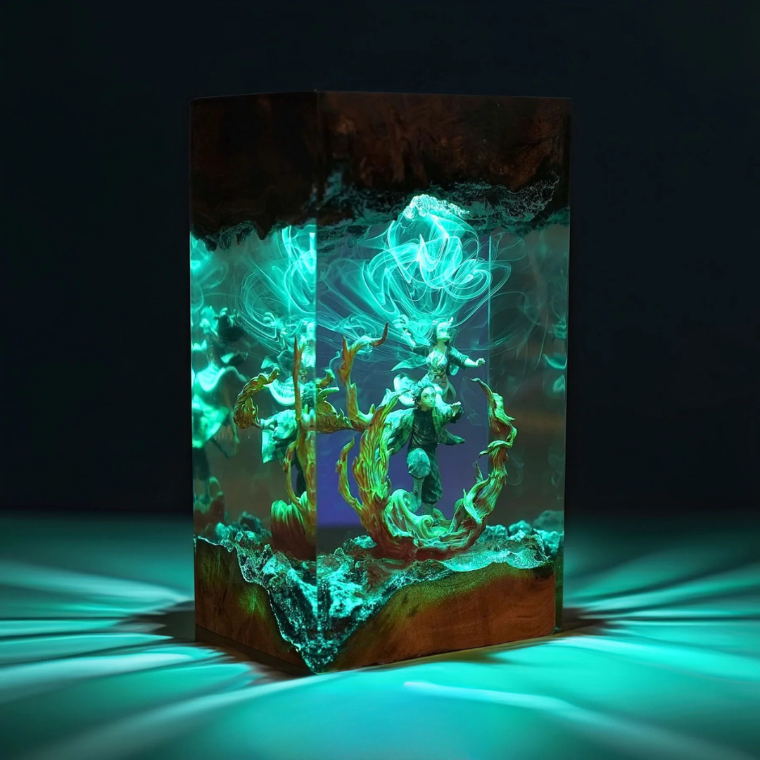Handmade Anime Demon Hunter Resin lamp, Shadow Slayer, Tanjiro and Nezuko figure, Hot Anime Model, Christmas idea gift