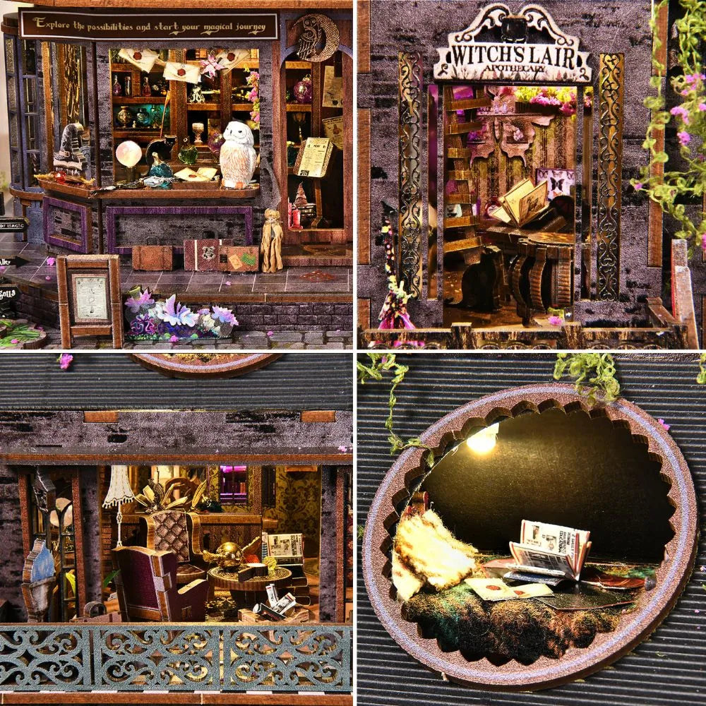 Magic Castle Witch's Lair Miniature House Kit, Gothic Apothecary 3D Wood Puzzle