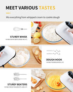 6-Speed Electric Hand Mixer – Handheld Mixer with Turbo Boost, 5 Stainless Steel Attachments & Storage Case