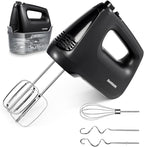 6-Speed Electric Hand Mixer – Handheld Mixer with Turbo Boost, 5 Stainless Steel Attachments & Storage Case