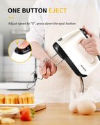 6-Speed Electric Hand Mixer – Handheld Mixer with Turbo Boost, 5 Stainless Steel Attachments & Storage Case