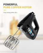 6-Speed Electric Hand Mixer – Handheld Mixer with Turbo Boost, 5 Stainless Steel Attachments & Storage Case