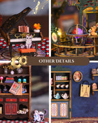 Steampunk Train Station DIY Miniature Kit, 3D Wooden Puzzle, Music & Lights, Victorian Style Collectible Craft, Book Nook Decor, Hobby Gift