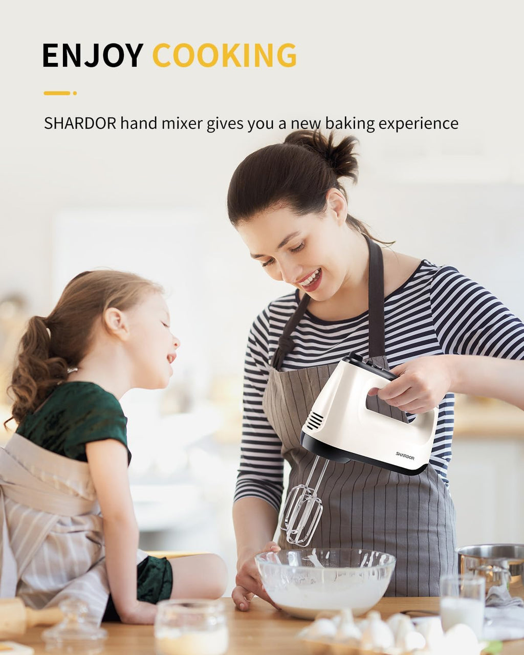 6-Speed Electric Hand Mixer – Handheld Mixer with Turbo Boost, 5 Stainless Steel Attachments & Storage Case