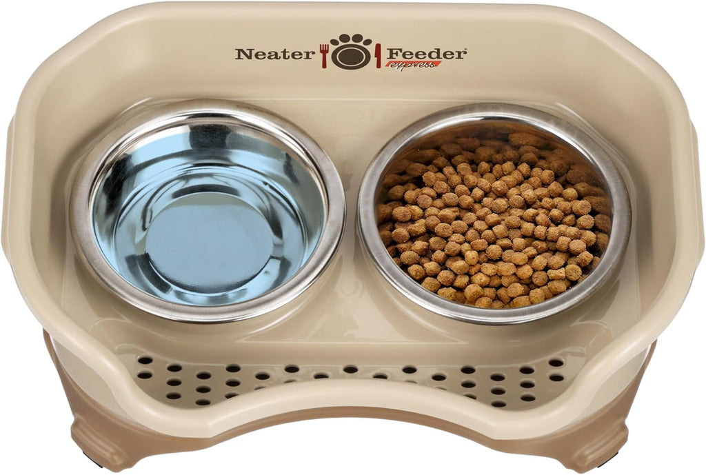 Elevated No-Spill Dog Bowl Set – Raised Feeding Station with Stainless Steel Food & Water Bowls