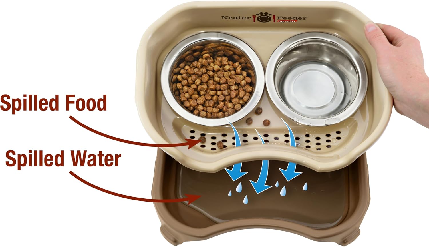 Elevated No-Spill Dog Bowl Set – Raised Feeding Station with Stainless Steel Food & Water Bowls