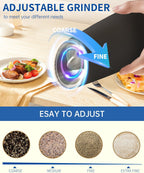 Gravity Electric Salt & Pepper Grinder Set – Automatic Battery-Operated Mills with LED Light & Adjustable Coarseness