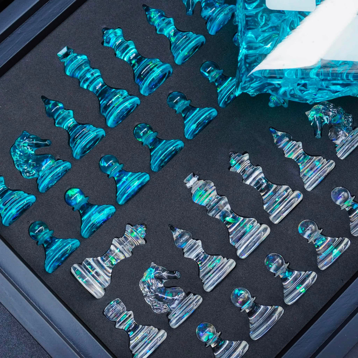 Handmade Ocean Chess Set Epoxy Resin : Luxury - Personalized , Stylish Gift Anniversary - Decoration