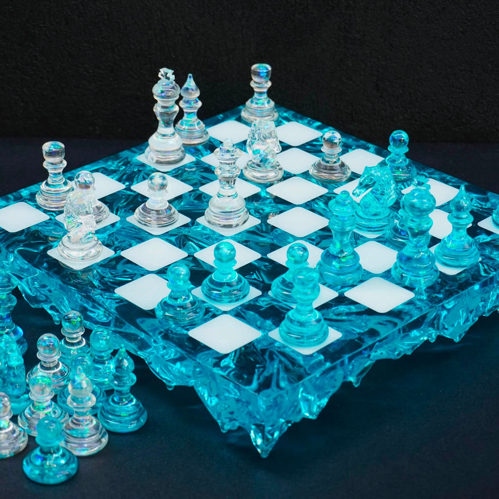 Handmade Ocean Chess Set Epoxy Resin : Luxury - Personalized , Stylish Gift Anniversary - Decoration