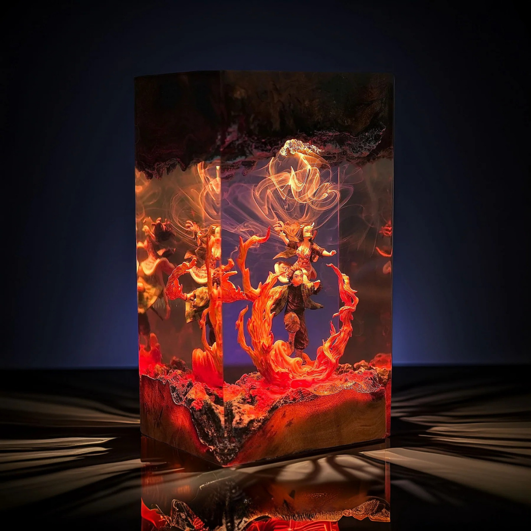 Handmade Anime Demon Hunter Resin lamp, Shadow Slayer, Tanjiro and Nezuko figure, Hot Anime Model, Christmas idea gift