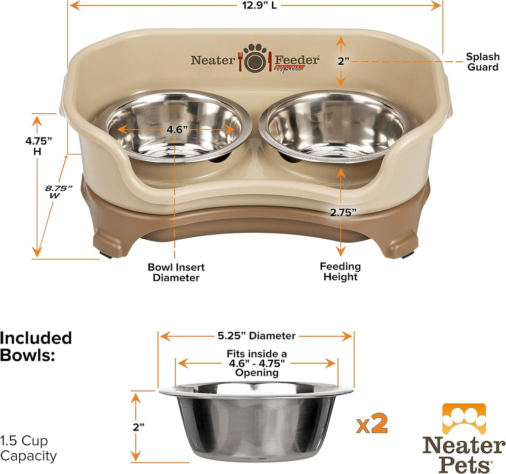 Elevated No-Spill Dog Bowl Set – Raised Feeding Station with Stainless Steel Food & Water Bowls