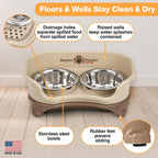 Elevated No-Spill Dog Bowl Set – Raised Feeding Station with Stainless Steel Food & Water Bowls