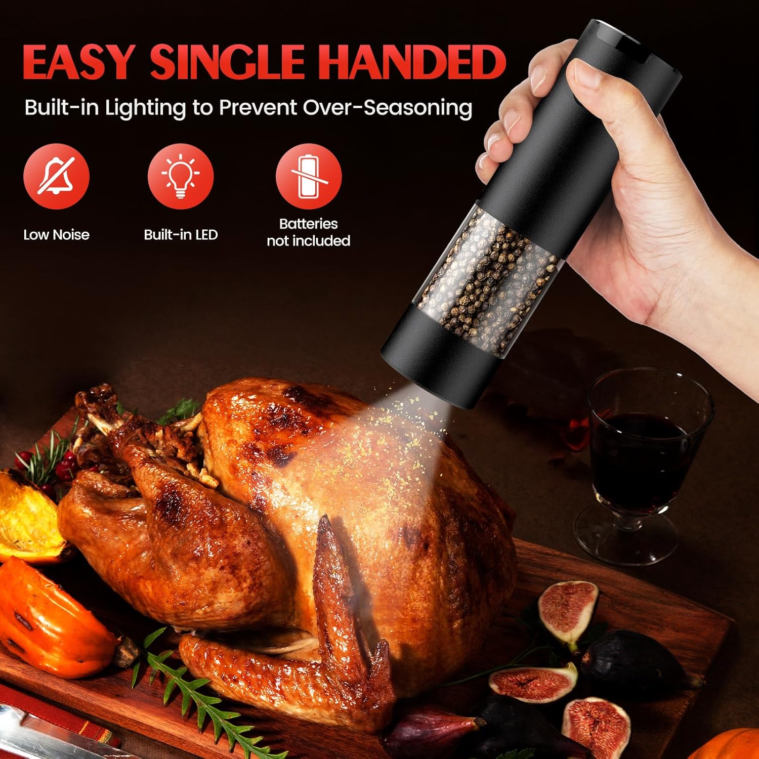 Electric Salt & Pepper Grinder Set – Automatic Battery-Operated Mills with Adjustable Coarseness & LED Light