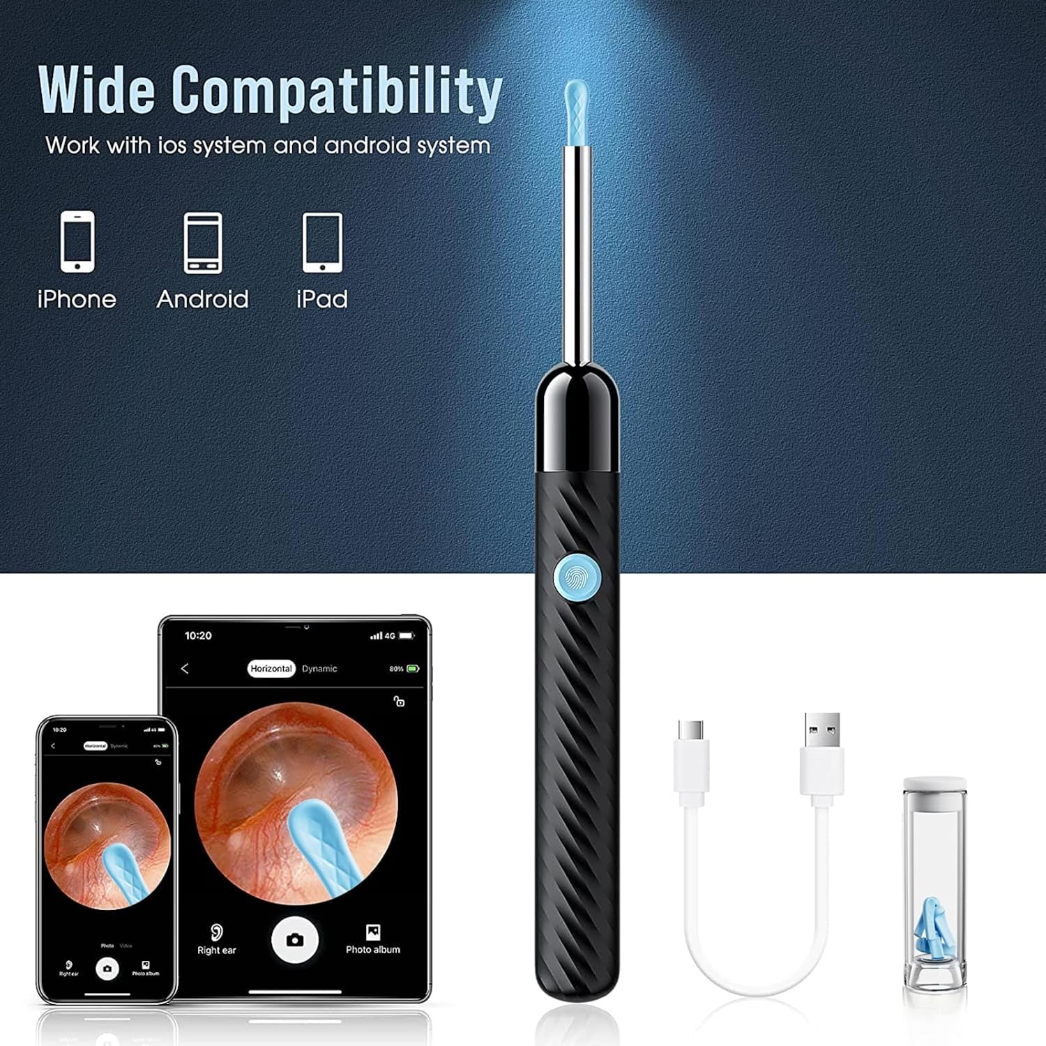1080P Ear Wax Removal Kit – Wireless Ear Cleaner with HD Camera, 8-Piece Cleaning Set for iOS & Android