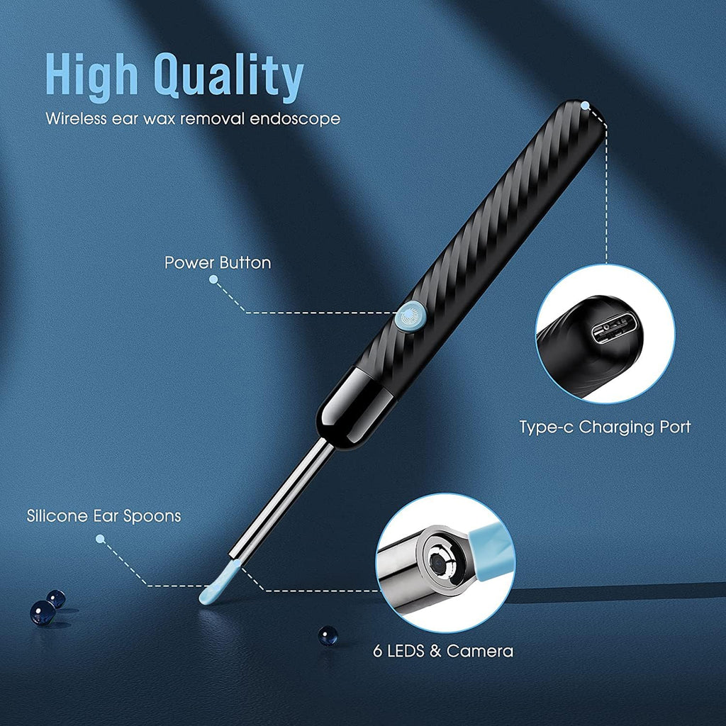 1080P Ear Wax Removal Kit – Wireless Ear Cleaner with HD Camera, 8-Piece Cleaning Set for iOS & Android