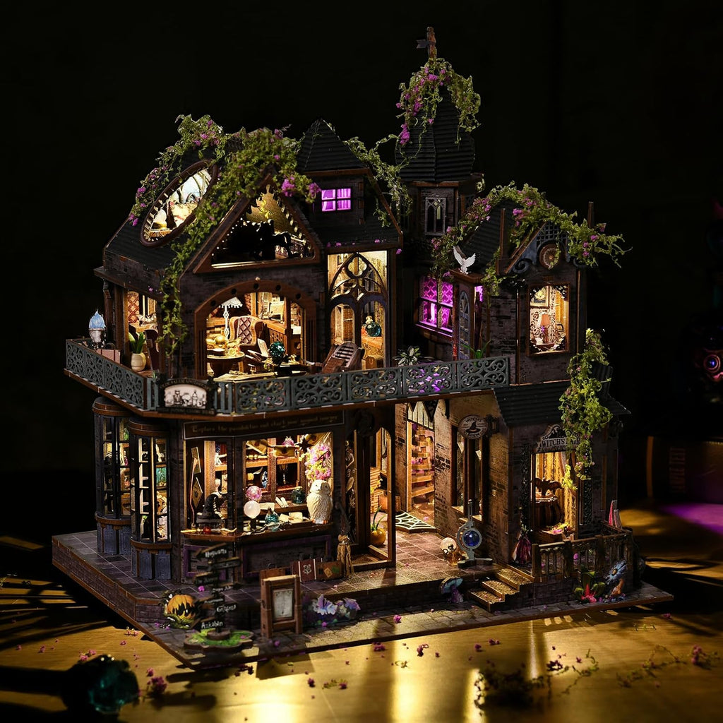 Magic Castle Witch's Lair Miniature House Kit, Gothic Apothecary 3D Wood Puzzle