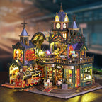 Steampunk Train Station DIY Miniature Kit, 3D Wooden Puzzle, Music & Lights, Victorian Style Collectible Craft, Book Nook Decor, Hobby Gift