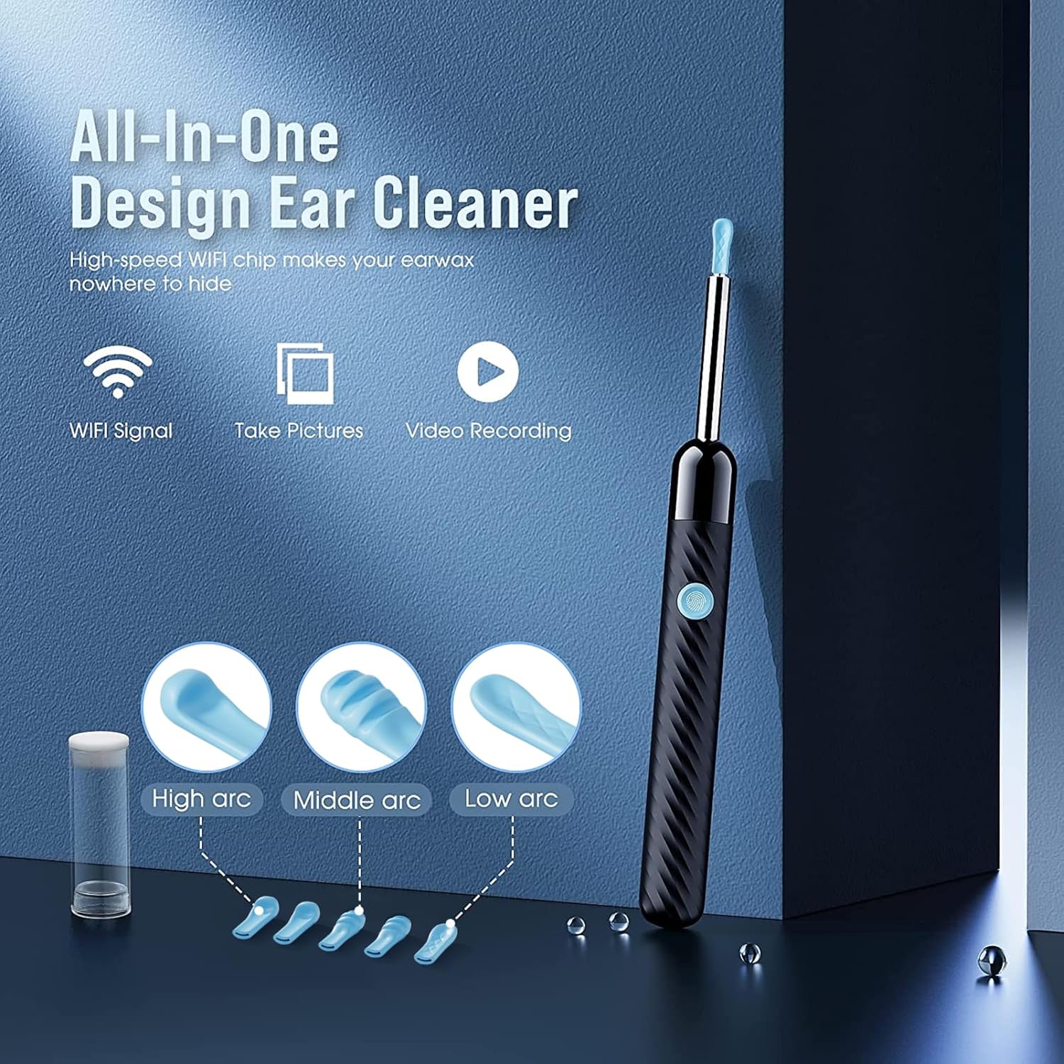 1080P Ear Wax Removal Kit – Wireless Ear Cleaner with HD Camera, 8-Piece Cleaning Set for iOS & Android