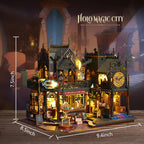 Holo Magic City Miniature House Kit, Gothic Potion Shop 3D Wooden Puzzle (LED Lights)