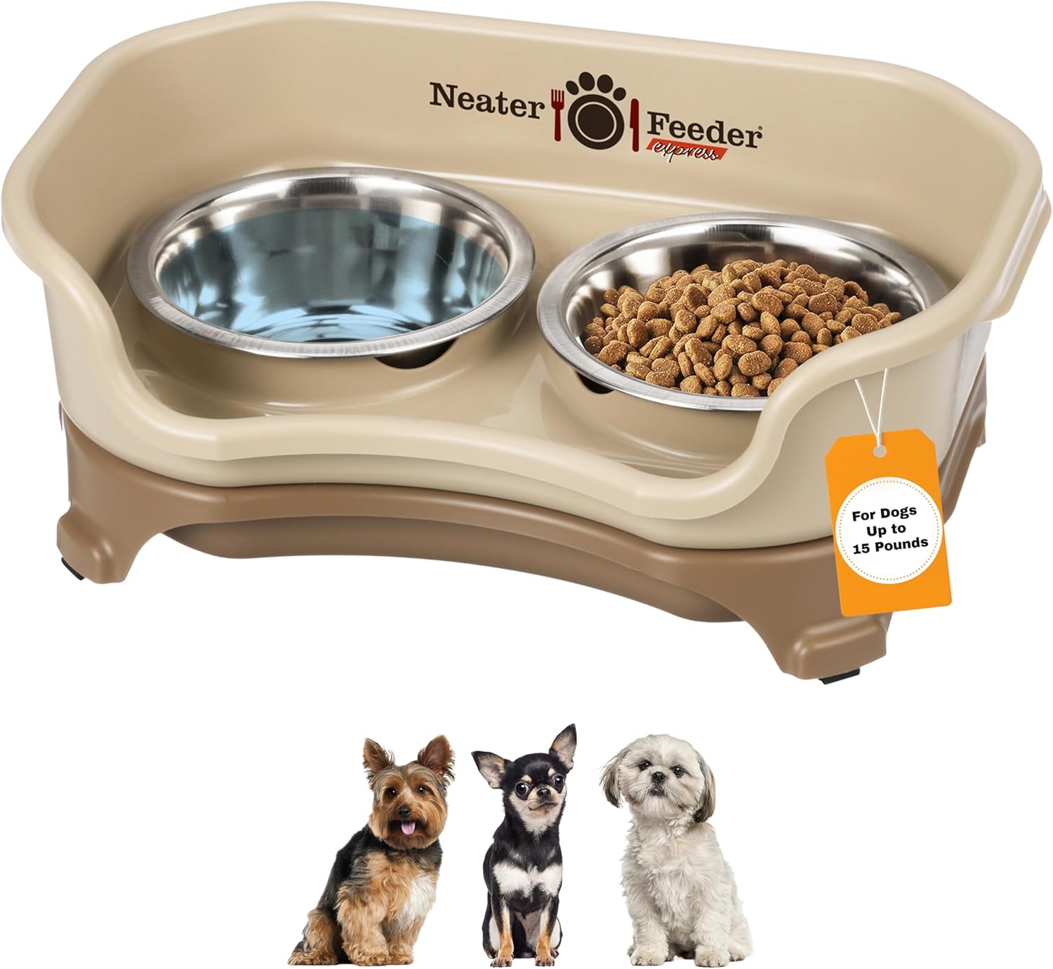 Elevated No-Spill Dog Bowl Set – Raised Feeding Station with Stainless Steel Food & Water Bowls