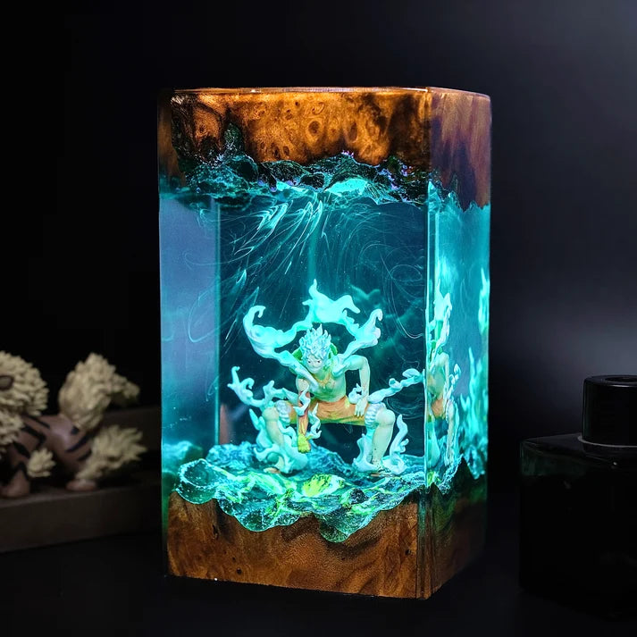 Anime Pirate Warrior Epoxy Resin Lamp – LED Character Diorama Night Light
