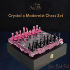 Rose Quartz Resin Chess Set – Handmade Pink Transparent Board With Box