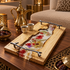 Pressed Flower Epoxy Wood Serving Tray – Botanical Resin Decorative Tray
