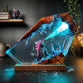 Fantasy Monster Battle Epoxy Resin Lamp – LED Creature Diorama Display