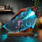 Fantasy Monster Battle Epoxy Resin Lamp – LED Creature Diorama Display
