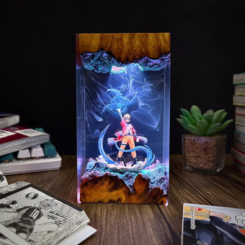 Anime Ninja Energy Epoxy Resin Lamp – LED Character Diorama Night Light