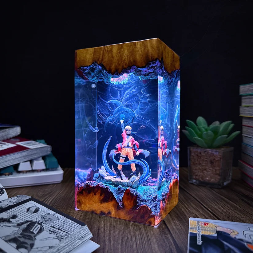 Anime Ninja Energy Epoxy Resin Lamp – LED Character Diorama Night Light
