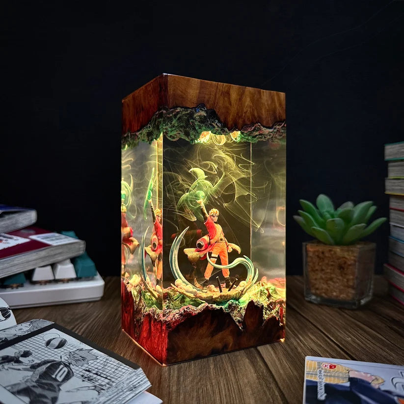 Anime Ninja Energy Epoxy Resin Lamp – LED Character Diorama Night Light