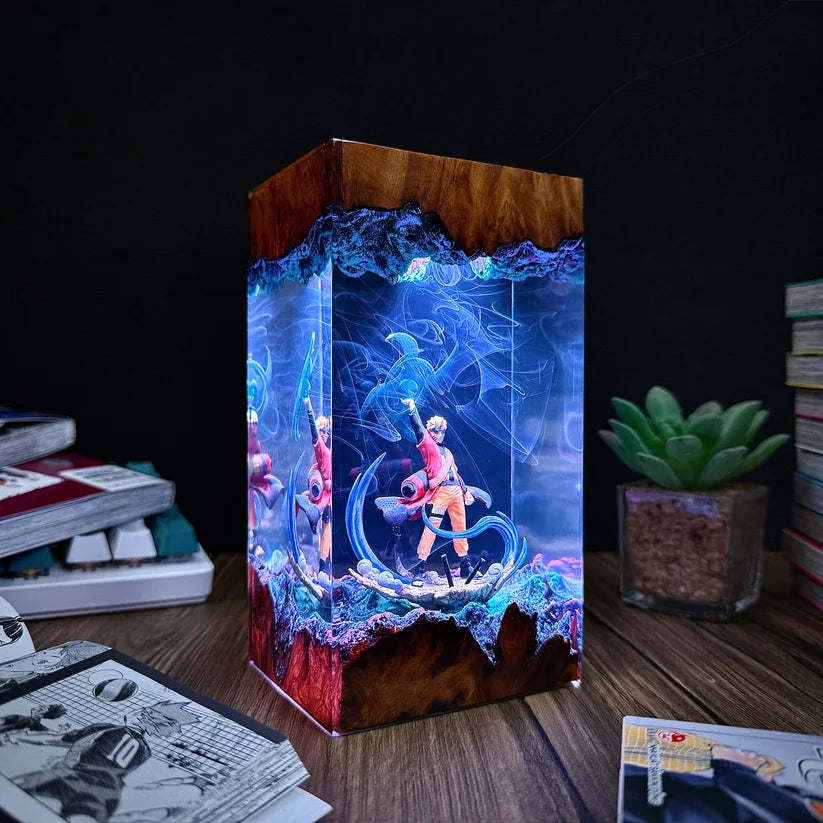 Anime Ninja Energy Epoxy Resin Lamp – LED Character Diorama Night Light