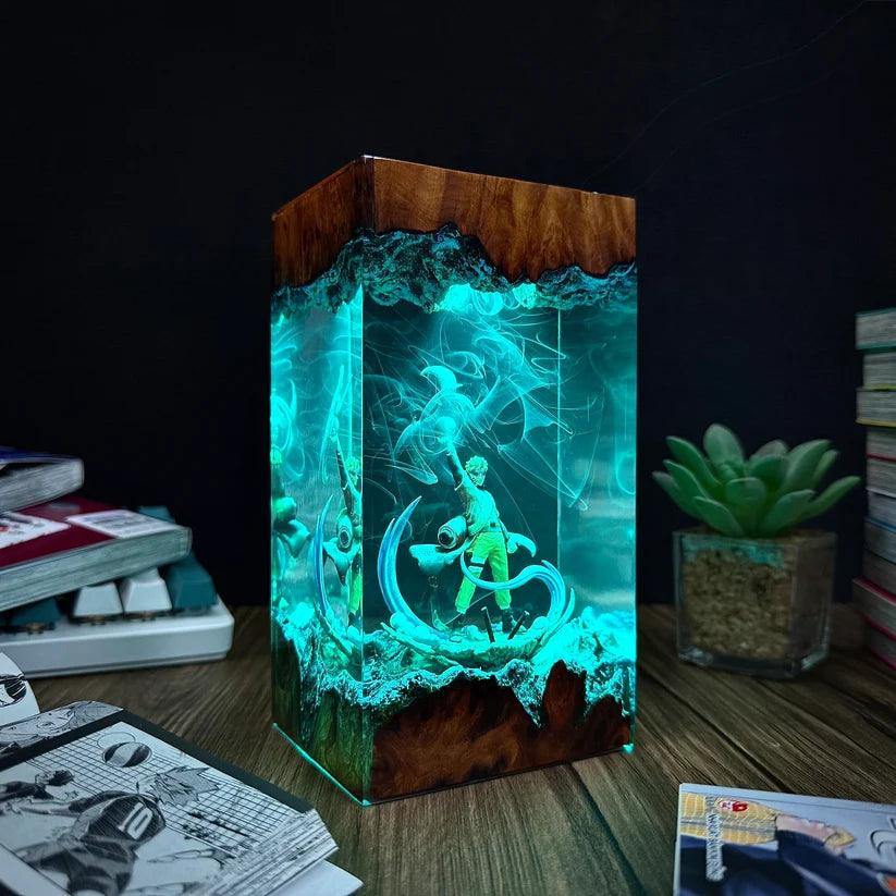 Anime Ninja Energy Epoxy Resin Lamp – LED Character Diorama Night Light