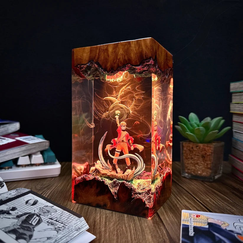 Anime Ninja Energy Epoxy Resin Lamp – LED Character Diorama Night Light