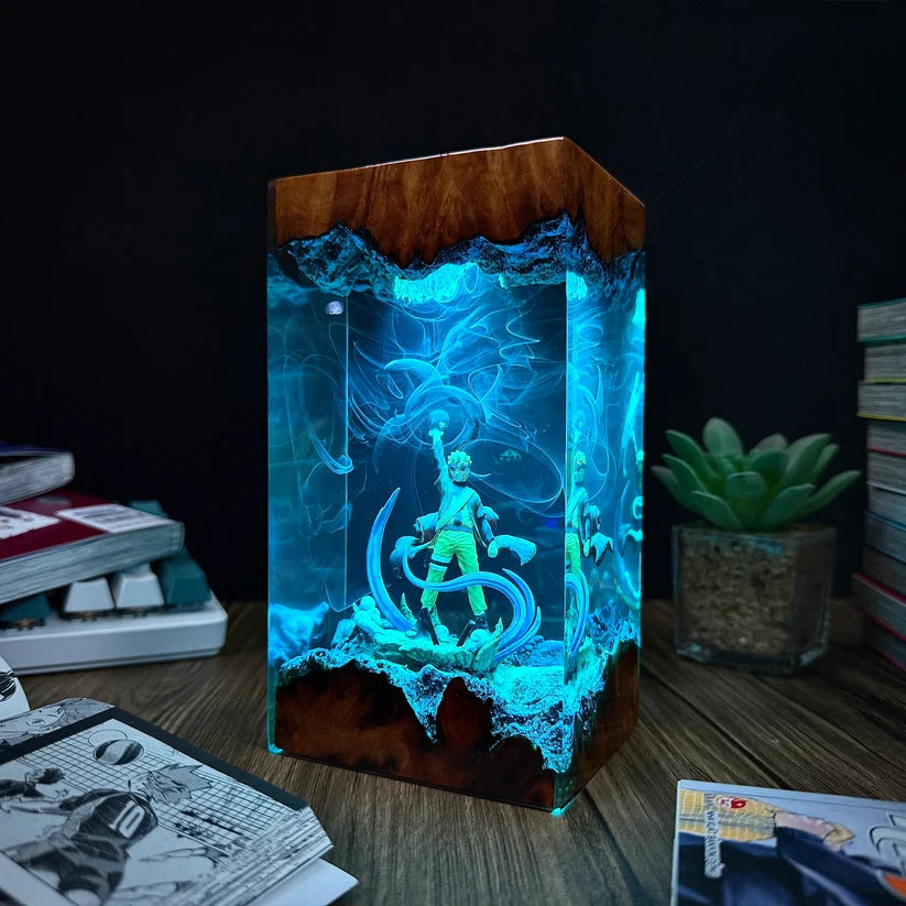 Anime Ninja Energy Epoxy Resin Lamp – LED Character Diorama Night Light