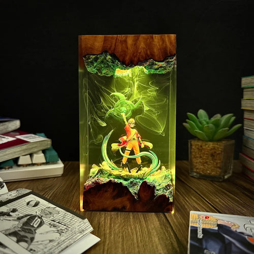 Anime Ninja Energy Epoxy Resin Lamp – LED Character Diorama Night Light