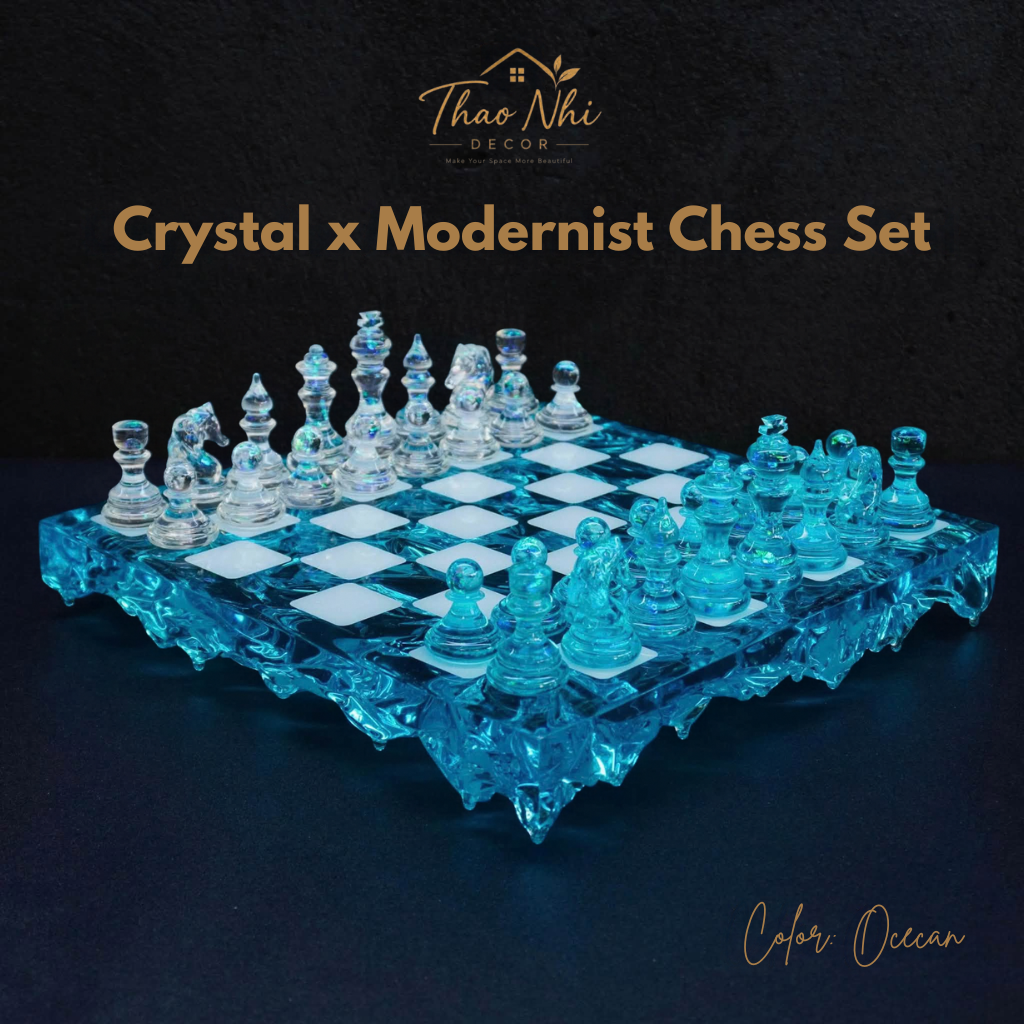 Handmade Ocean Chess Set Epoxy Resin : Luxury - Personalized , Stylish Gift Anniversary - Decoration