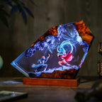 Anime Ninja Battle Epoxy Resin Lamp – Blue LED Energy Diorama Light