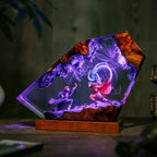 Anime Ninja Battle Epoxy Resin Lamp – Blue LED Energy Diorama Light