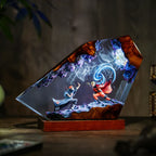 Anime Ninja Battle Epoxy Resin Lamp – Blue LED Energy Diorama Light