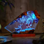 Anime Ninja Battle Epoxy Resin Lamp – Blue LED Energy Diorama Light