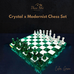 Handmade Dark Green Resin - Personalized Chess Set: Luxury Board Game, Gift for All