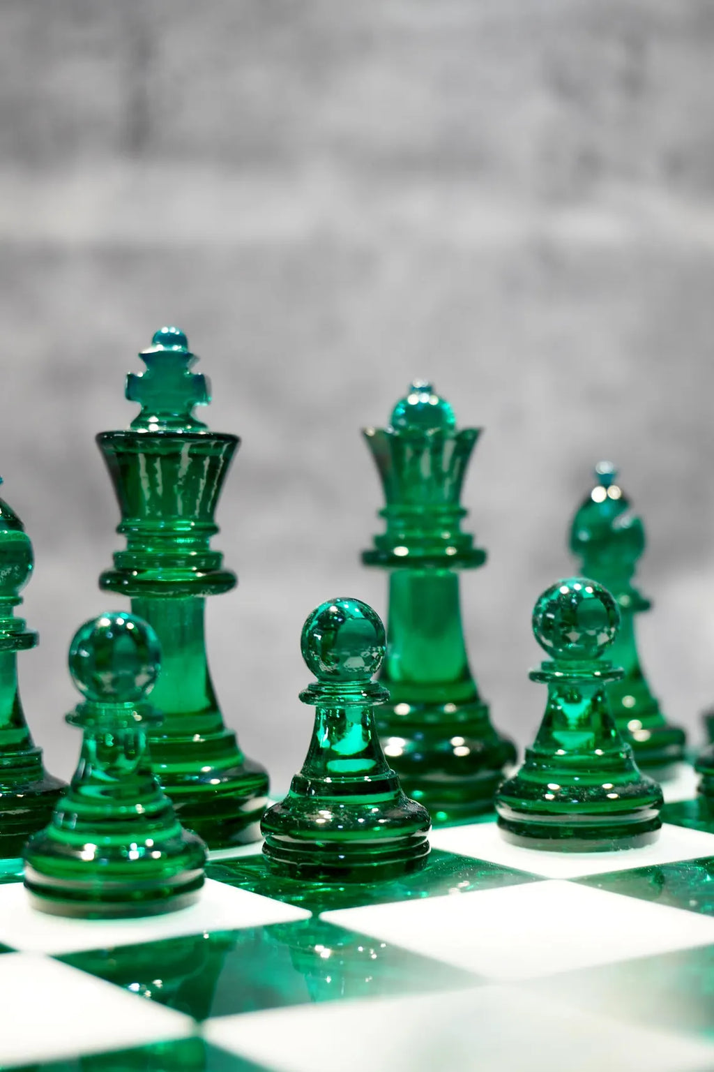 Handmade Dark Green Resin - Personalized Chess Set: Luxury Board Game, Gift for All