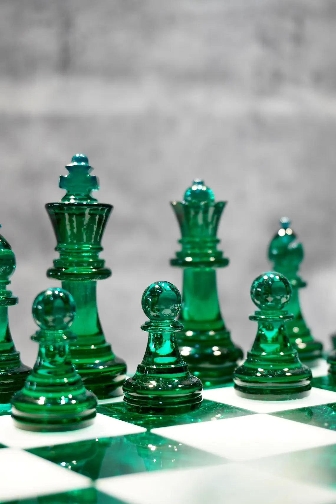 Handmade Dark Green Resin - Personalized Chess Set: Luxury Board Game, Gift for All