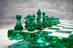 Handmade Dark Green Resin - Personalized Chess Set: Luxury Board Game, Gift for All